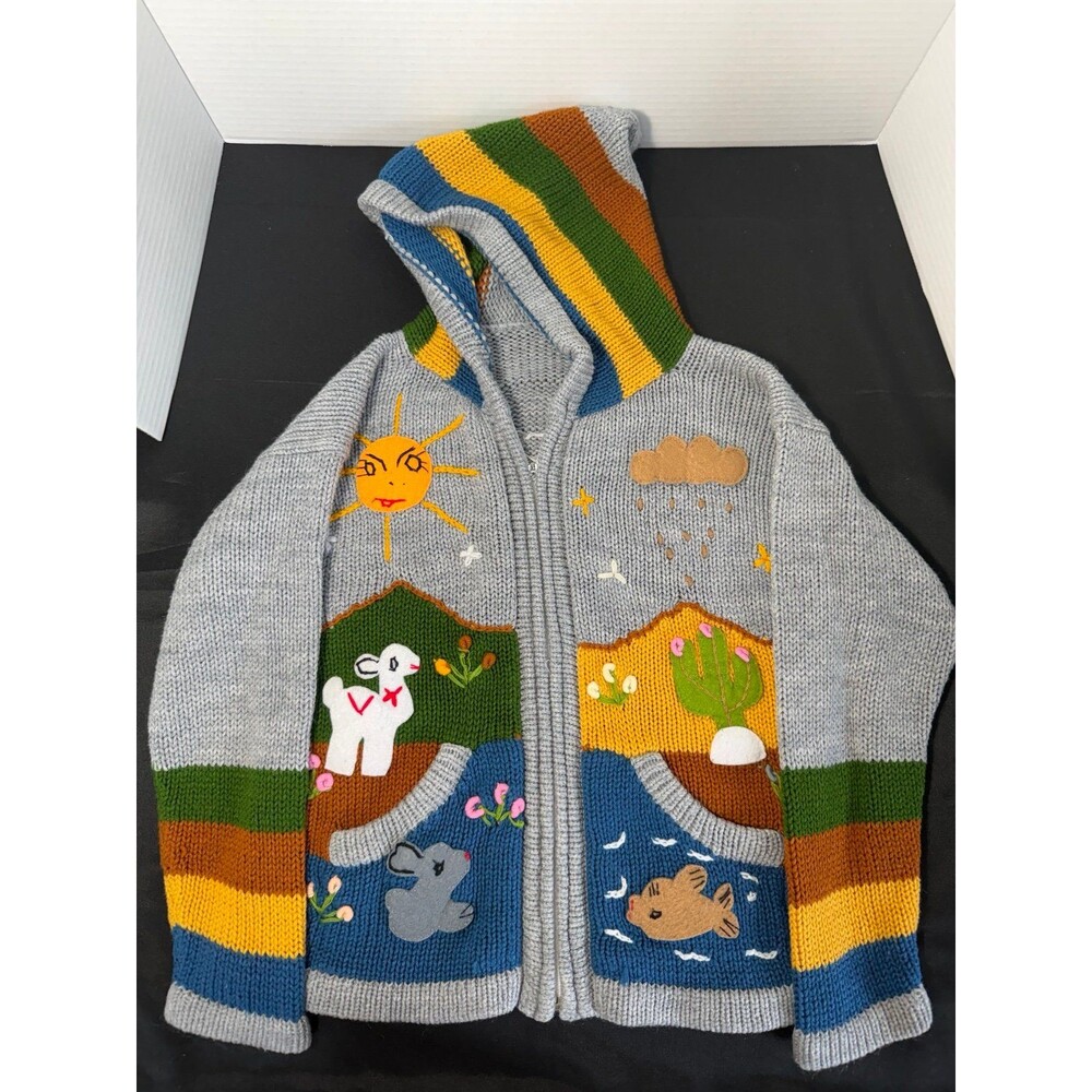 Handmade Peruvian Childrens Sweater Animals Knit Sweater 
Hoodie